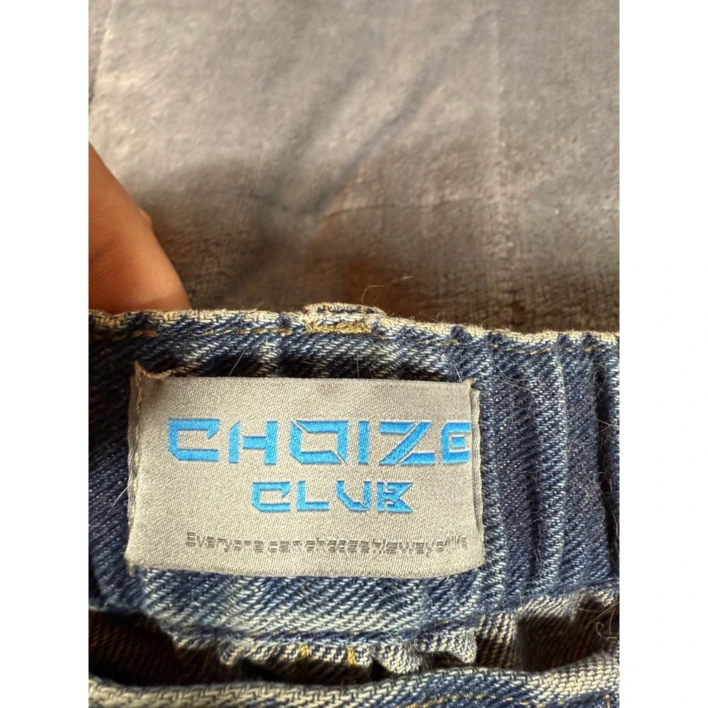 Choize Club XL Jeans Denim‎ Blue Flame Design Distressed Hem Elastic Waist - Picture 4 of 14